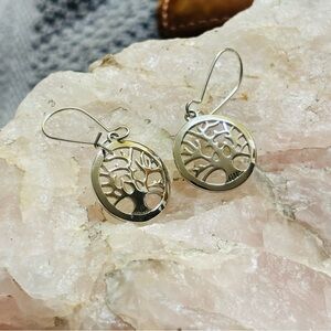 .925 Sterling Silver Tree of Life Drop Earrings 
5/8”